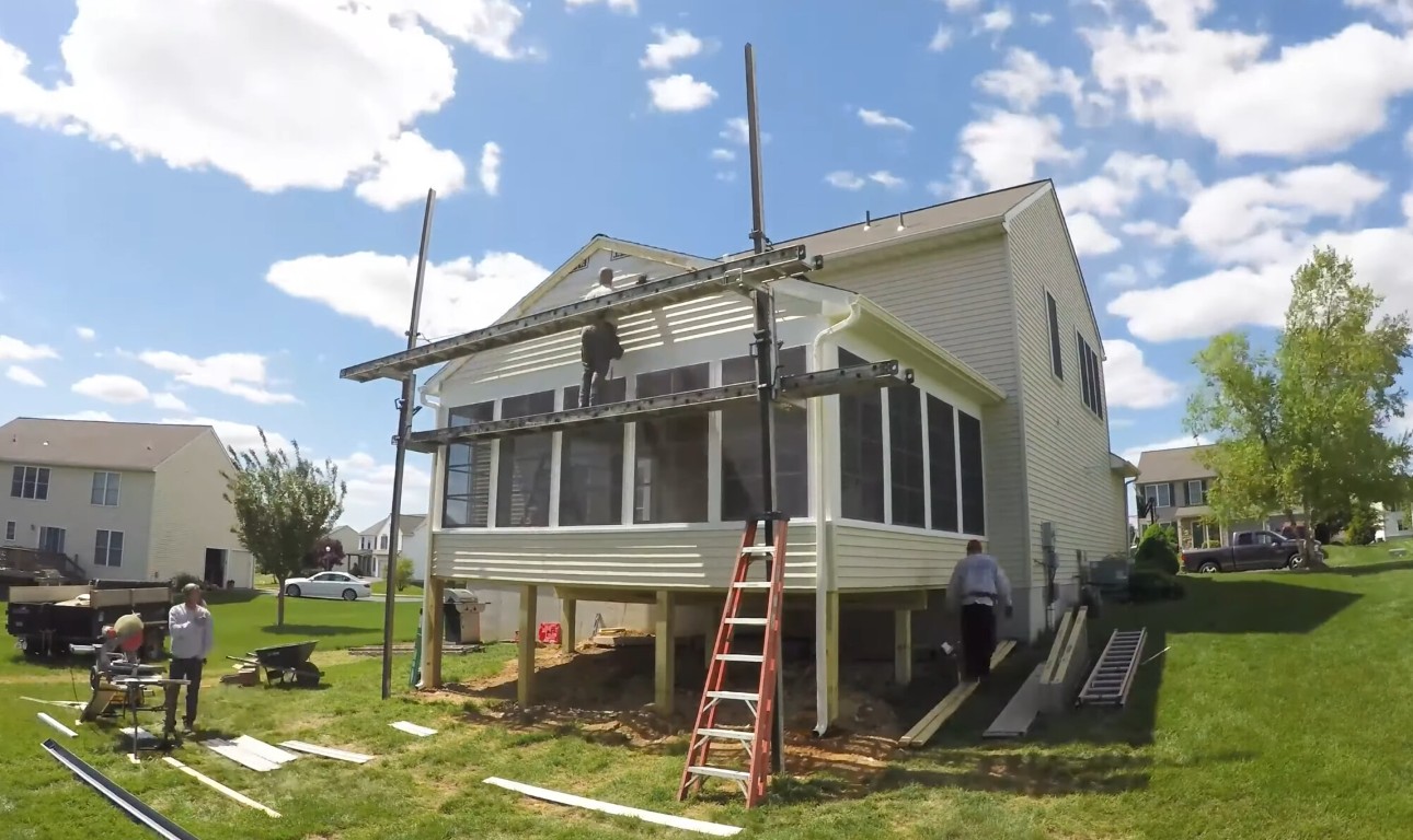 Sunroom conversion and upgrade in progress